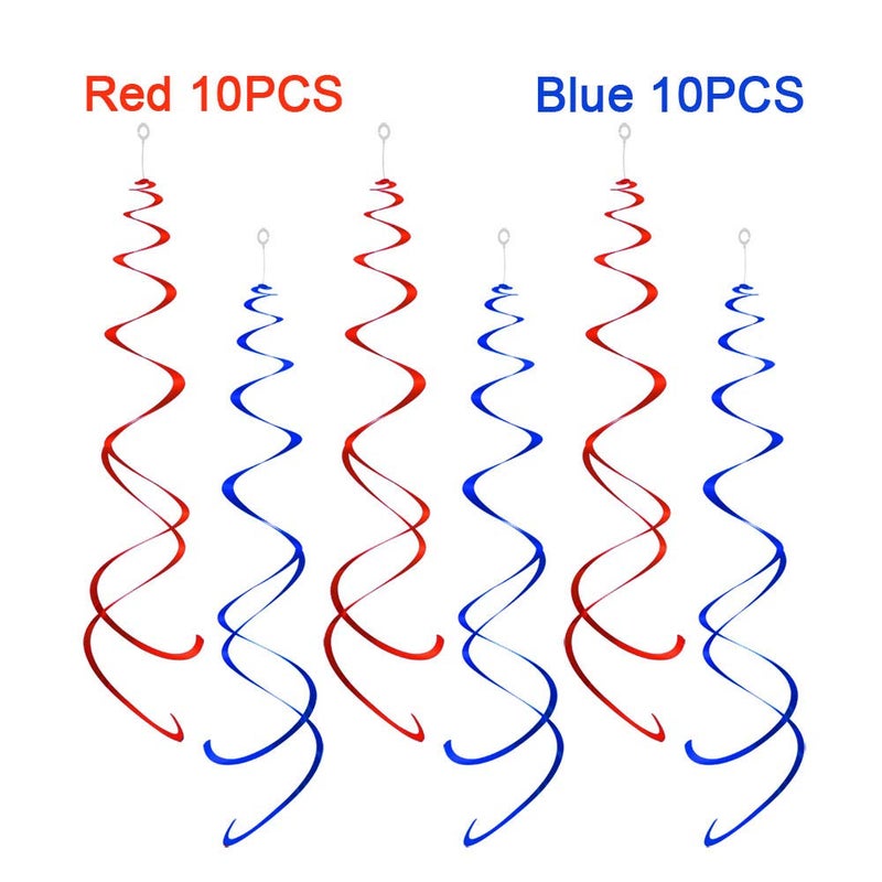 AimtoHome Party Swirl Decorations, Red and Blue Foil Ceiling Hanging Swirl Decoration, Whirls Decorations for Birthday | Wedding | Anniversary | Graduation Party Supplies, Pack of 20 - Image 2